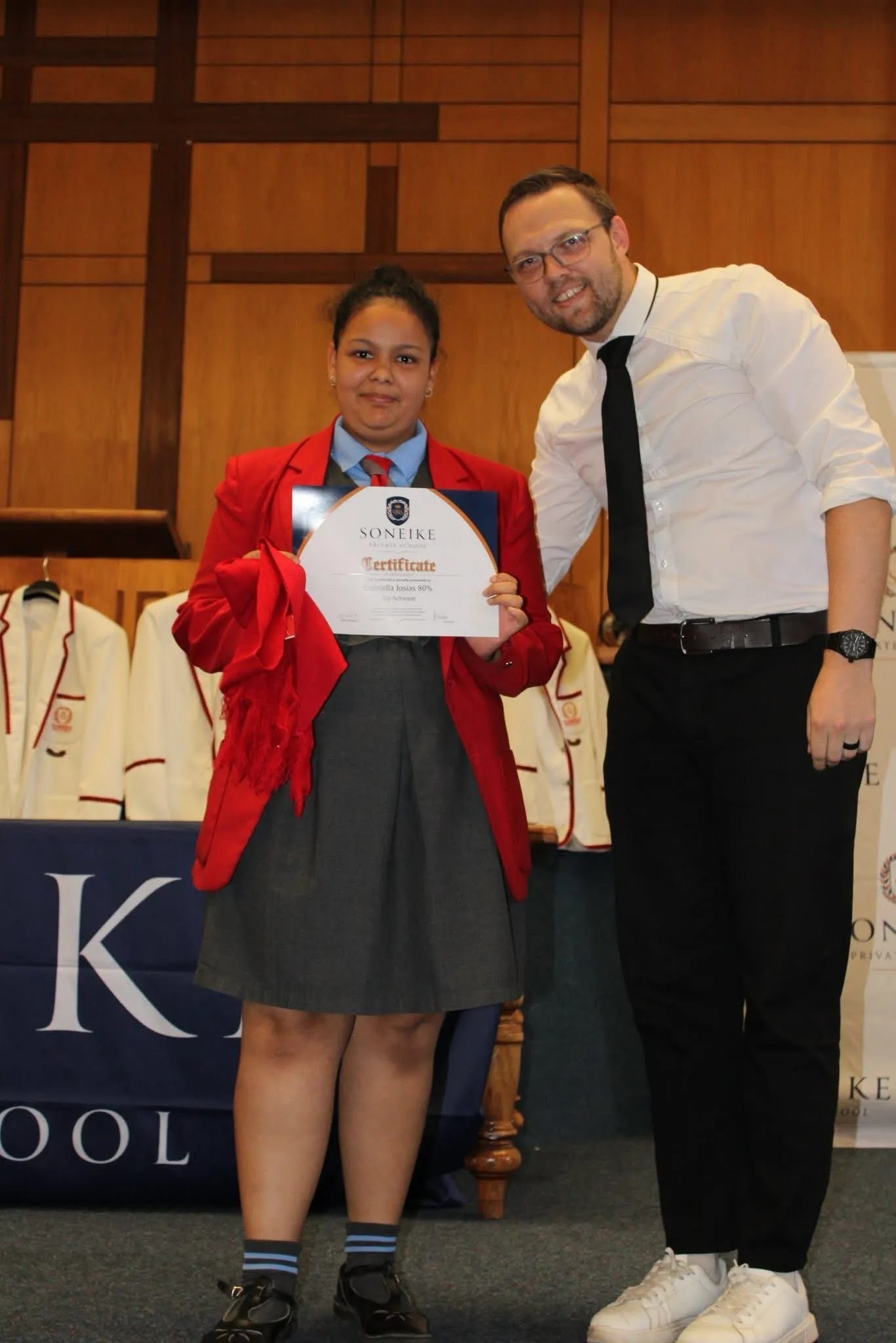 Soneike STEM School Term 1 awards — award recipient at ceremony
